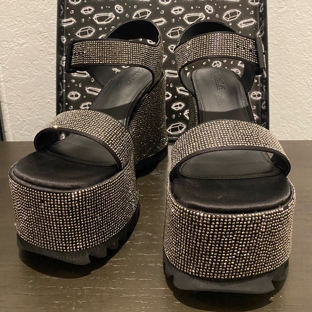 Killstar 🖤 Black Sparkle ✨ Night Queen 👩🏼🎤Platform Sandals 👡 ✨ - Picture 4 of 10